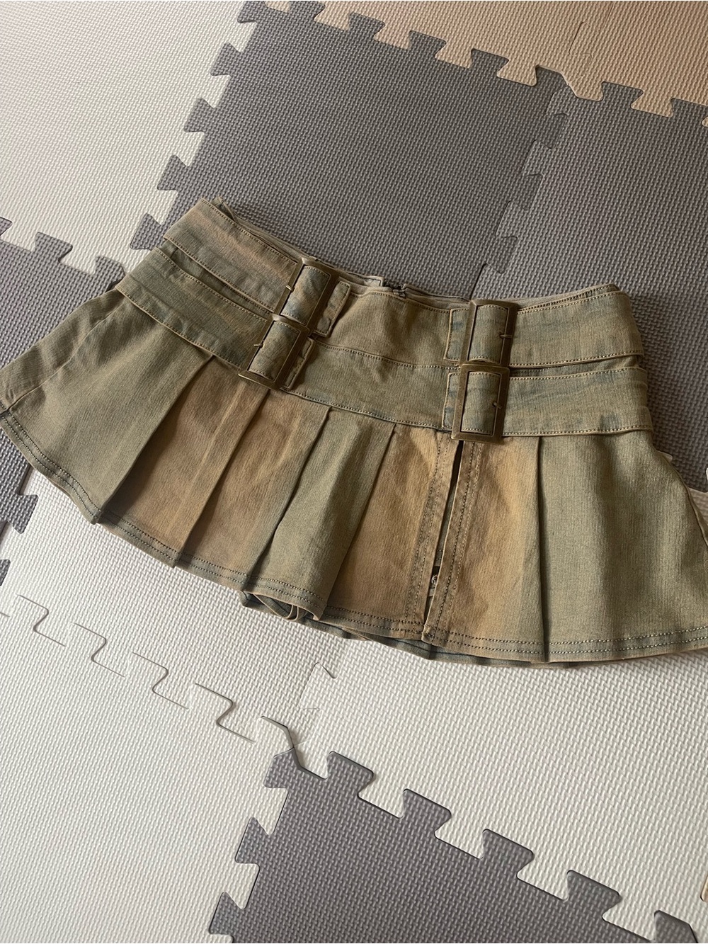 NWOT BDG Double Trouble Belted Denim Micro Mini Skort, size S